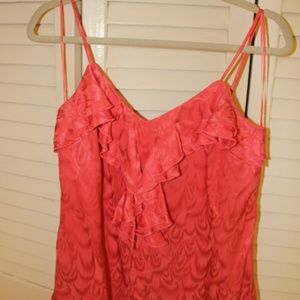 Trina Turk Coral Ruffled Silk Tank